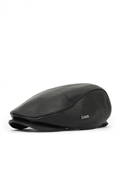 Bueno Shoes Pălărie pentru bărbați din piele neagră Jumbo-1 Classic Leather 0...