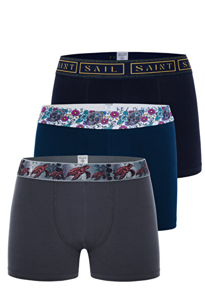 Saint Sail Set de 3 boxeri pentru bărbați, cu țesătură flexibilă din bumbac ș...