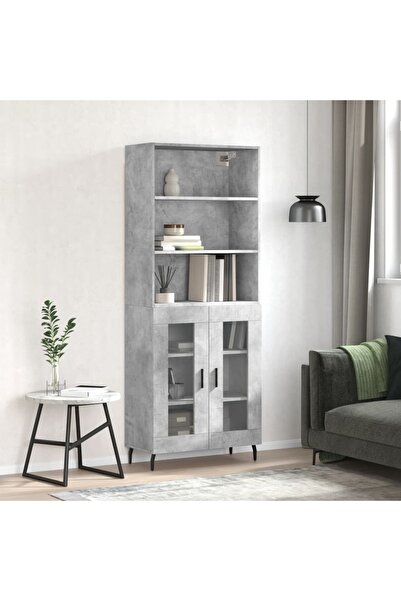 Concept Dulap înalt, gri beton, 69,5x34x180, lemn compozit