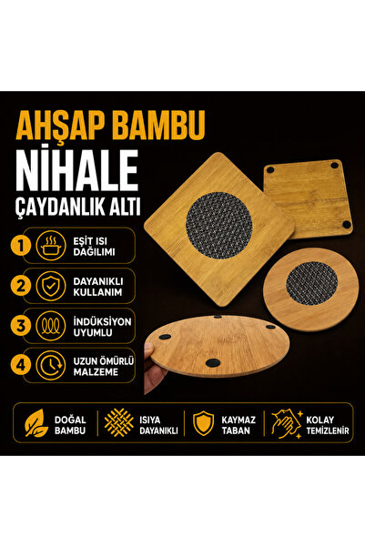 mucit home (1 ADET) Ahşap Bambu Nihale, Çaydanlık Altı Sıcak Tencere Için Ahş...