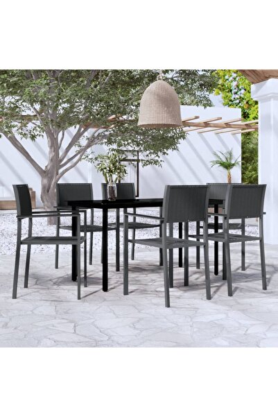 Concept Set mobilier pentru grădină, 7 piese, negru