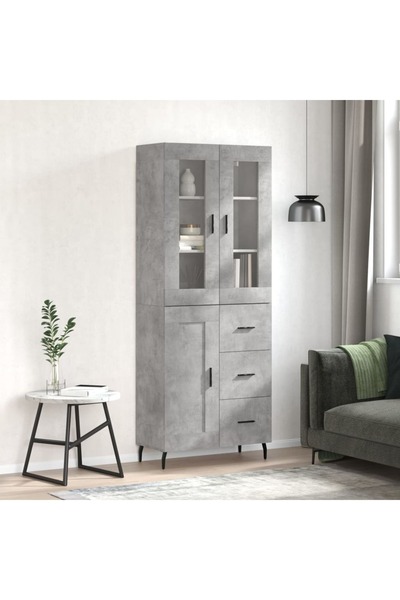 Concept Dulap înalt, gri beton, 69,5x34x180, lemn compozit