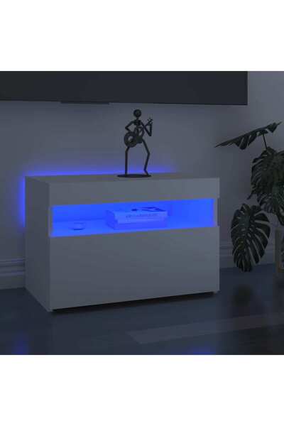 Concept Comode TV cu lumini LED, 2 buc., alb, 60x35x40 cm