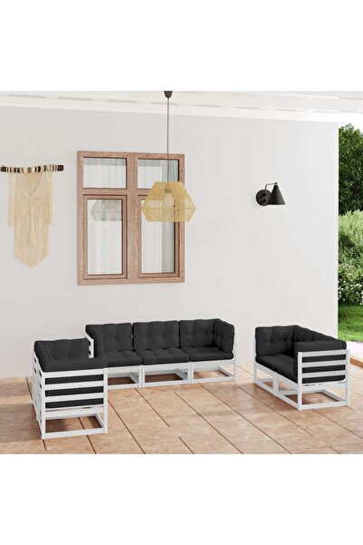Concept Set mobilier de grădină cu perne, 7 piese, lemn masiv de pin