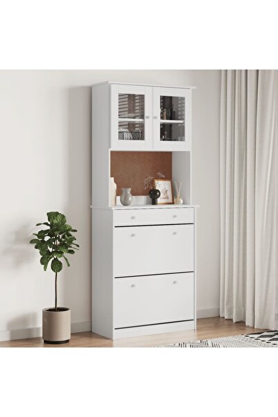 Concept Dulap înalt ALTA, alb, 77x35x188 cm, lemn masiv de pin