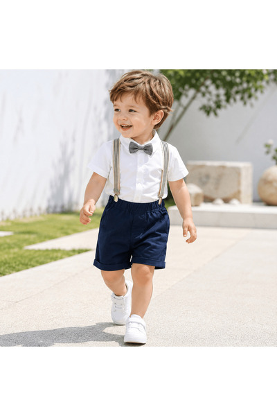 Kidohug Costum elegant de vara Kidohug, Camasa cu maneca scurta si Pantaloni ...