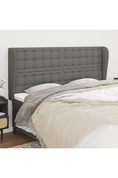 Concept Tăblie de pat cu aripioare gri închis 163x23x118/128 cm textil