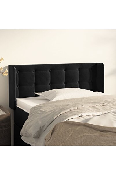 Concept Tăblie de pat cu aripioare negru 93x16x78/88 cm catifea