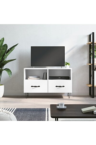 Concept Comodă TV, alb, 80x36x50 cm, lemn prelucrat