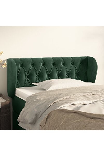 Concept Tăblie de pat cu aripioare verde închis 93x23x78/88 cm catifea