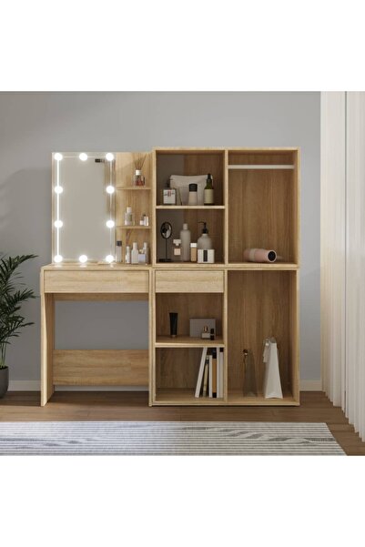 Concept Masă de toaletă LED / 2 dulapuri, stejar sonoma lemn prelucrat