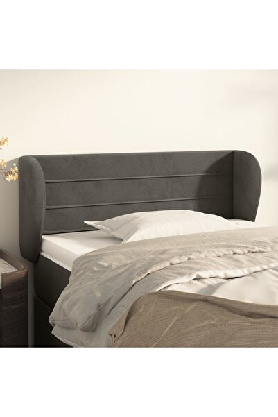Concept Tăblie de pat cu aripioare gri închis 93x23x78/88 cm catifea