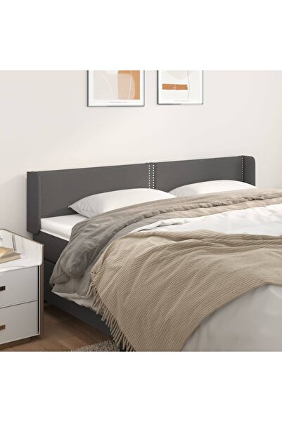Concept Tăblie de pat cu aripioare gri 203x16x78/88 cm piele ecologică