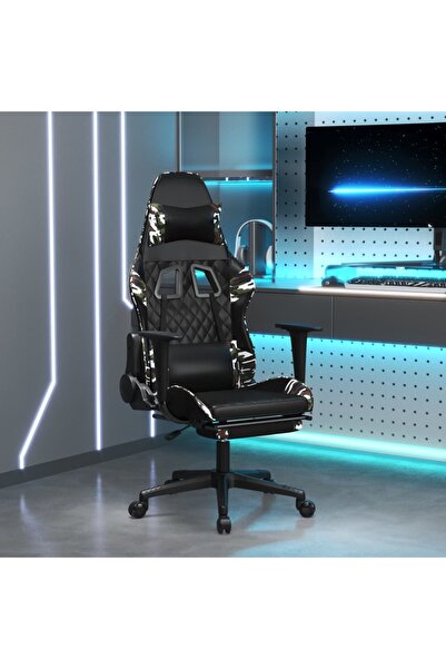 Concept Scaun de gaming cu suport picioare, negru/camuflaj, piele