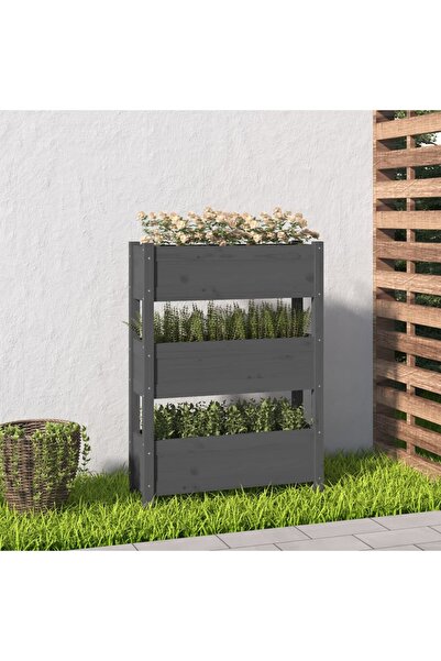 Concept Jardinieră, gri, 77 x 25 x 104,5 cm, lemn masiv de pin