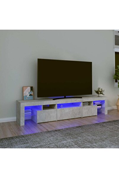 Concept Comodă TV cu lumini LED, gri beton, 200x36,5x40 cm