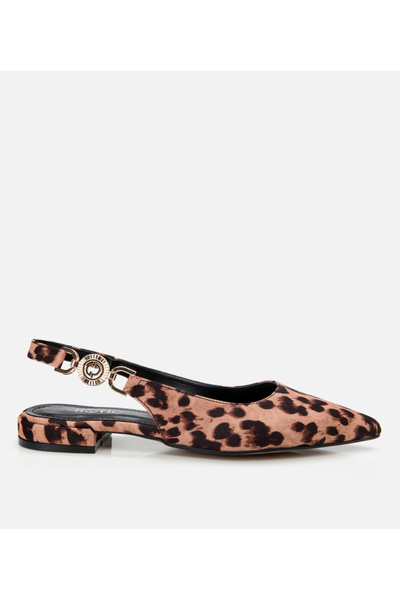 Hotiç Women's Tan Leopard Patterned Open Back Ballerinas