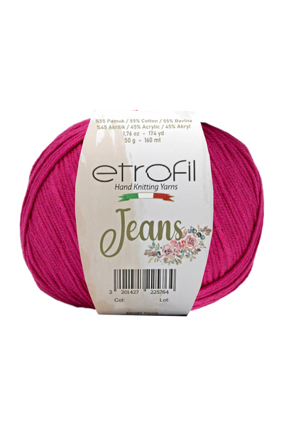 Etrofil Fir de tricotat din denim fucsia 55% bumbac 45% acril 50g 160m (049)
