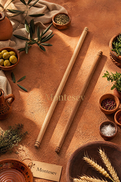 MONTESEV Ahşap Oklava Hamur Açma Oklavası Hamur Şekillendirici 2 li Set ( 50 ...