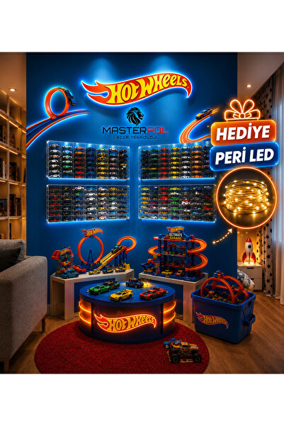 MASTERPOL 1/64 ölçekli Kapaklı şeffaf 49lu koleksiyon araba rafı araç standı ...