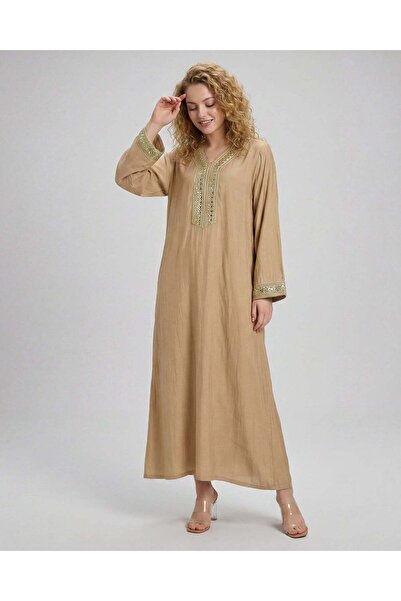 REDTAG جلابية نسائية بيج مع تطريز