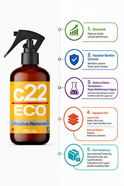 Dolar Kimya c22 ECO - 250 mL EKONOMİK (Protez Saç Kalıntı Temizleyici)