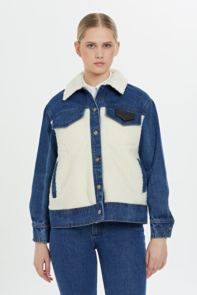 GİZİA Peluş Detaylı Denim Ceket