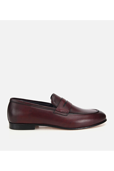 Hotiç Erkek Deri Bordo Klasik Loafer