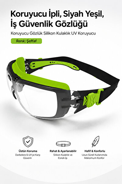 NZB İş Güvenlik Gözlüğü Buğulanmaz İpli Lazer UV Koruyucu Toz Korumalı Gözlük...