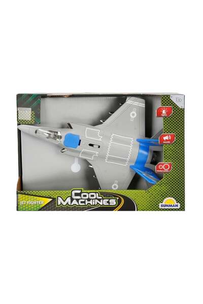 Maxx Wheels Avion Jet Fighter cu lumini si sunete, Cool Machines, 1:16, Albastru