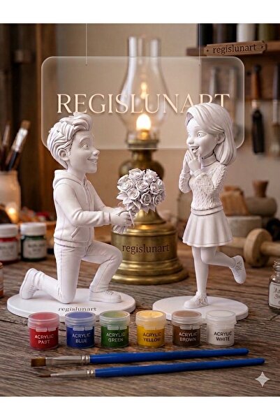 Regislunart 10CM Sevgililere Özel Kendin Boya Romantik Çift Biblosu Teklif Ko...