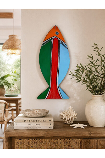 ELSA Renkli Balık Şeklinde Duvar Süsü | El Yapımı | MDF – 40x17 cm