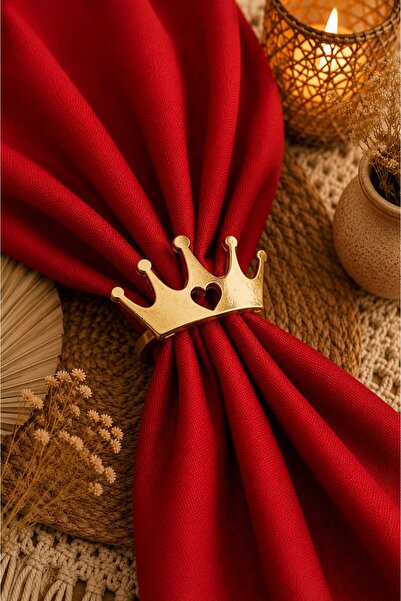 Emtory Home 6 Adet Dekoratif Gold Queen Peçete Halkası - Napkin Ring