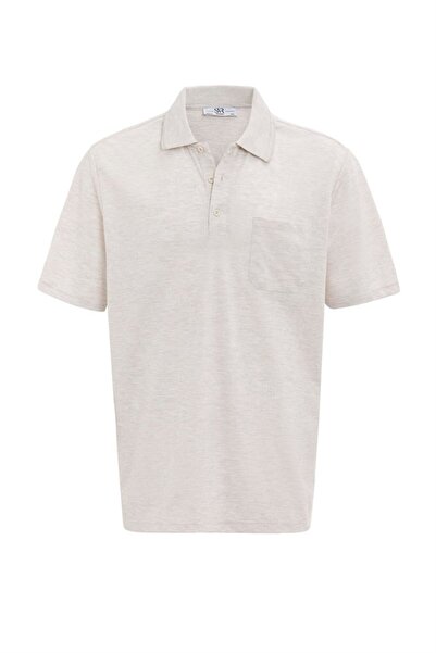 SÜVARİ Ekru Regular Armürlü Polo Yaka Tişört