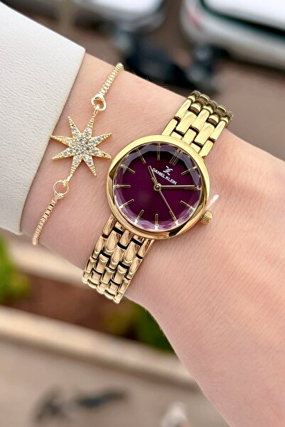 Daniel Klein Dial Claret Red Cord Gold Color 25 mm 2 Year Warranty Women's Wr...