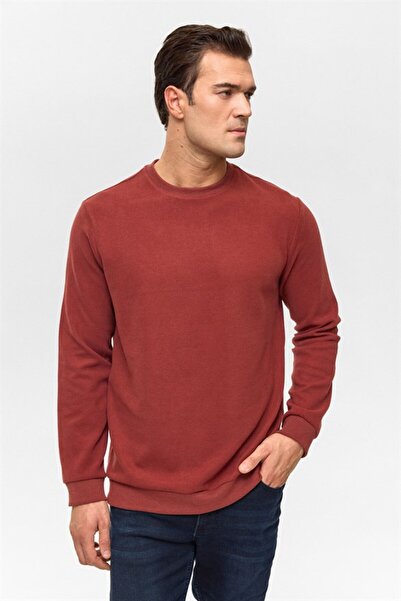 SÜVARİ Açık Kahve Regular Düz Bisiklet Yaka Sweatshirt