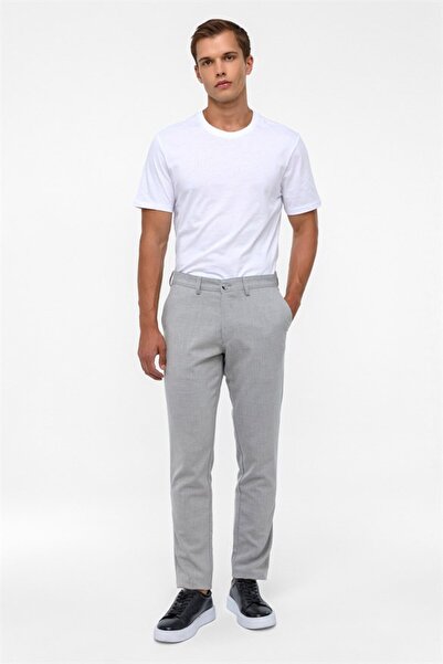 SÜVARİ Gri Slim Desenli Pantolon