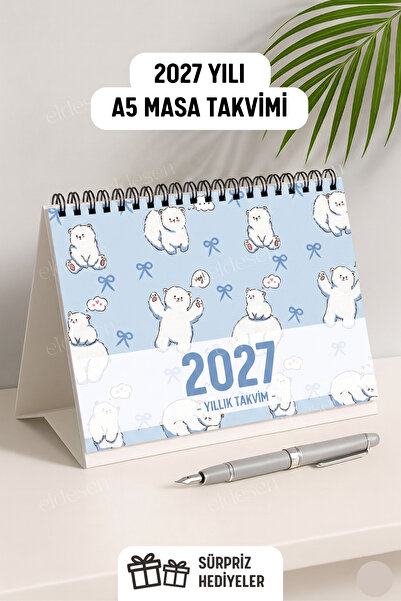 Eldesen Tasarım 2027 Masa Takvimi Spiralli A5 (21X16CM) Büyük Boy / Resmi Tat...