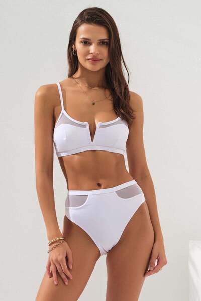 Pierre Cardin Curea de bikini Polina din tul în V alb - 231244