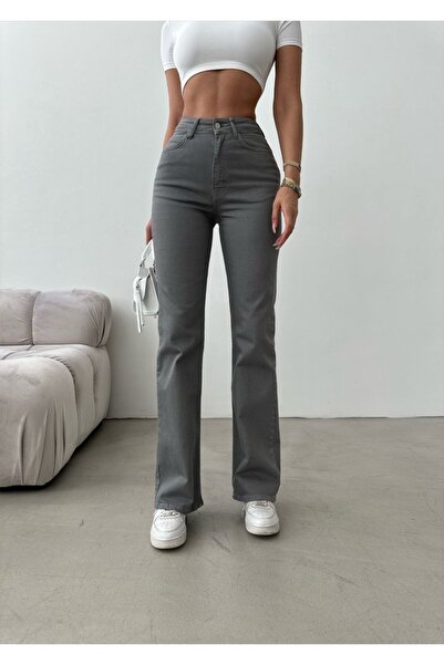 HerTon Pantaloni de damă cu talie înaltă, tip Spanish Paça, din denim