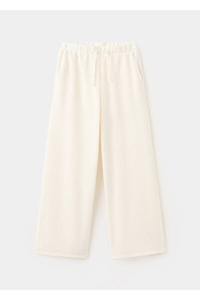 MANGO Kids Pamuklu keten triko pantolon