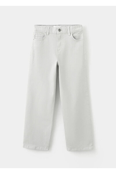 MANGO Kids Düz kesimli pamuklu jean pantolon