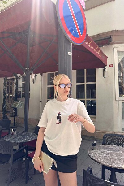 lizge giyim BİSİKLET YAKA BASKI DETAY TSHIRT
