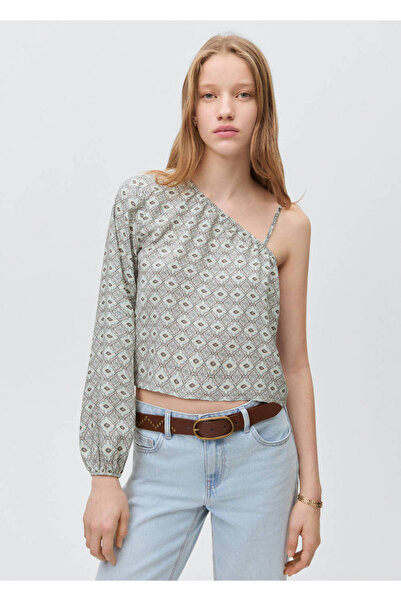Mango Teen Desenli asimetrik bluz