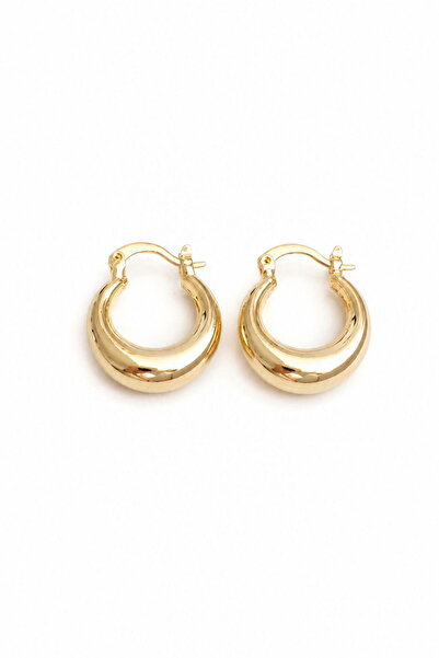DEMOKAN Kadın Küpe Kararmaz 14k Renk Vip Seri Yarım Bagel Model 2cm Küpe