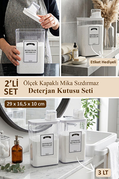 dnshome 2'li Deterjan Saklama Kabı Kendinden Ölçekli Beyazlar ve Renkliler Et...