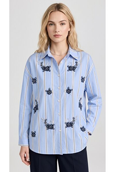 ALLWIN Striped Stoned Blue Shirt