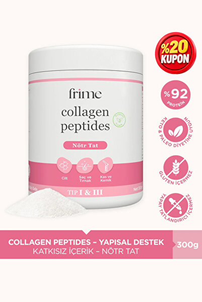 Frime %100 Saf Collagen Peptides Toz Kolajen 300 gr | Tip 1 & 3 | Nötr Tat & ...