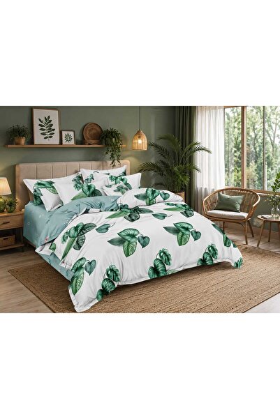Casa Pucioasa Set Lenjerie Finet 4 Piese cu Cearceaf cu Elastic, 180x200cm, c...