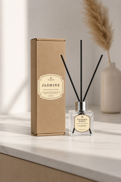 KHAKMA 50 ml Bambu Çubuklu Yasemin Oda Kokusu – Jasmine Reed Diffuser | Kompa...